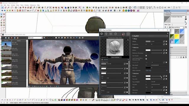SketchUp Vray 3.4 Tutorial Astronaut Background смотреть онлайн