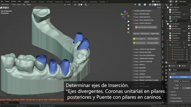 Diseño Puente Inferior en Blender for dental - Flujo Digital Odontologia смотреть онлайн