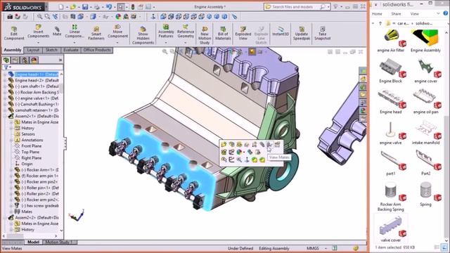 SolidWorks Tutorial Car Engine Advanced Assembly смотреть онлайн
