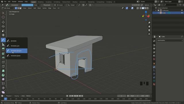 Blender 2.8 Modelación 3D #3 - herramienta de anotación 1 смотреть онлайн