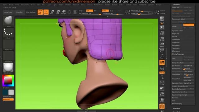 Pouting girl (zbrush timelaspe ) смотреть онлайн
