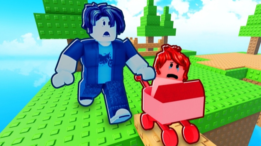 Роблокс папа и дочка. Папа стал малышом