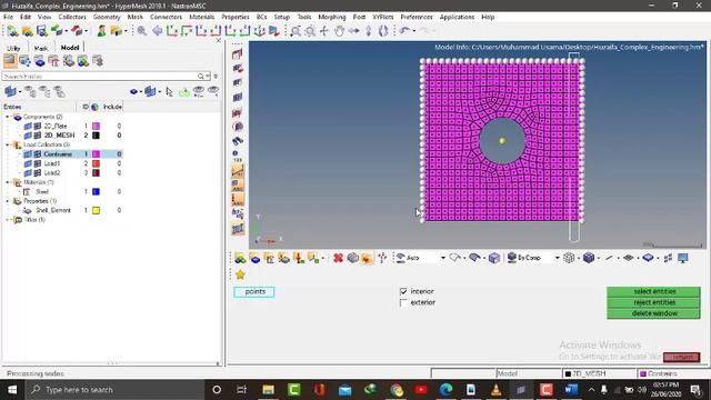 Hypermesh - Linear Static Analysis on plate with hole + nastran solution смотреть онлайн