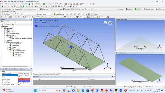 Ansys tutorial 3D truss bridge with pressure load and own weight part 2 смотреть онлайн