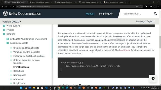 Event Functions: Scripting - Unity’s Interface User Manual 2022.3 (LTS). смотреть онлайн