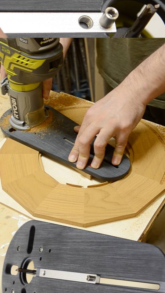 Чем и как фрезеровать по окружности и пазы | Приспособление - фрезерный циркуль RAD-335 Woodwork смотреть онлайн