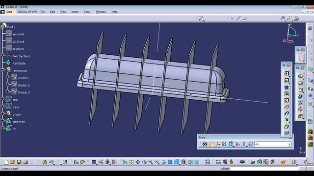 CATIA V5 HVAC PLASTIC PART WITH EXTERNAL RIBS AND APPLY MATERIAL WITH CALCULATE MASS смотреть онлайн