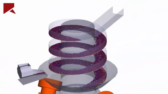 Vibrating spiral conveyor simulation using Rocky DEM смотреть онлайн