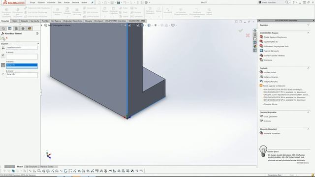 Solidworks XYZ Coordinate System (Solidworks XYZ Koordinat Sistemi)