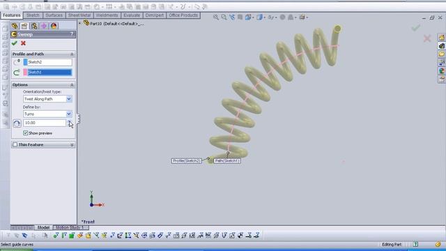 SOLIDWORKS 2011 GAMBAR SPRING PART #1 смотреть онлайн