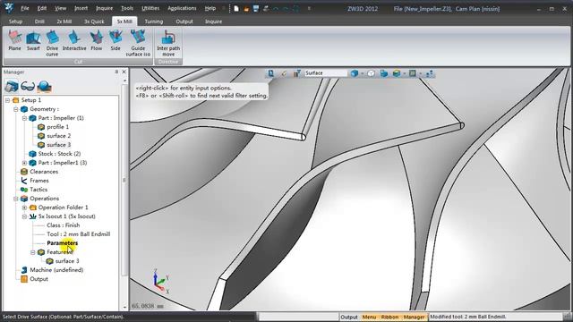 7 create the 5 axis Guide surface iso cut operation смотреть онлайн