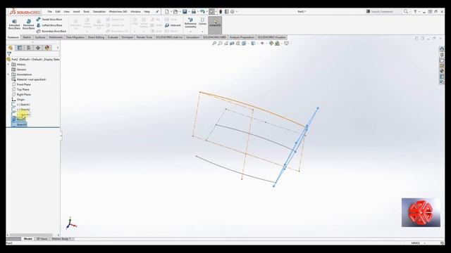 Workign with surfaces and multiusage of surfaces using solidworks смотреть онлайн