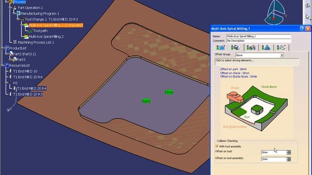 CATIA Machining Multi Axis Spiral смотреть онлайн