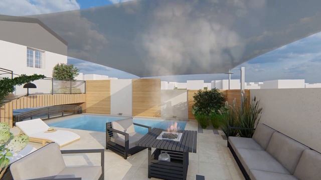 HILLSIDE / SMALL modern Garden / POOL / Garden Transformation / Garden Design on SketchUp смотреть онлайн