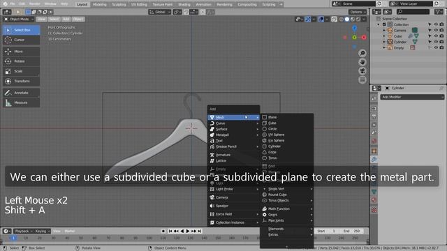 Modeling a clothes hanger - Blender Tutorial смотреть онлайн
