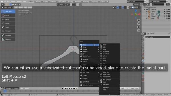 Modeling a clothes hanger - Blender Tutorial