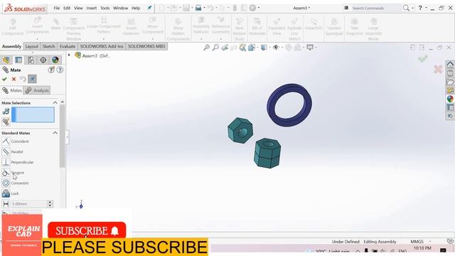 SOLIDWORKS TUTORIALS 2022 | TANGENT MATE IN SOLIDWORKS | SOLIDWORKS COMMANDS | EXPLAIN CAD | смотреть онлайн