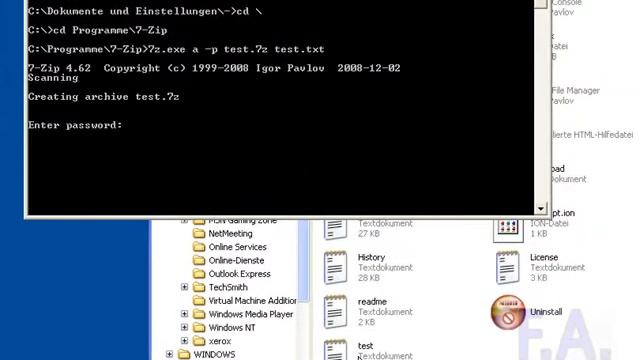 7-Zip Kommandozeile Archiv mit Passwort erstellen смотреть онлайн