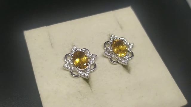 Сережки. Природний цитрин. Срібло 925. С9258 смотреть онлайн