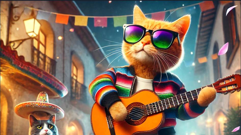 кот играет на гитаре смотреть онлайн