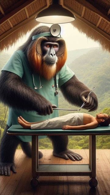Javan MONKEY Becomes A Doctor For A Day! #shorts #history #art #monkey #nature #doctor #java #funny