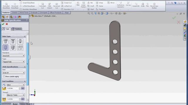 Part 3 - Sketching with Angles and Fillets, Hole Wizard, Linear Pattern, Mass Properties смотреть онлайн