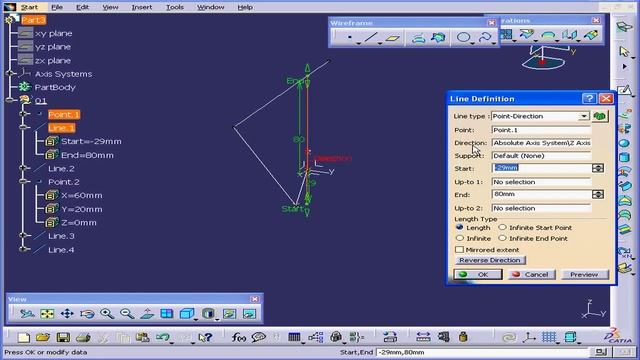 01-100 CATIA v5 TUTORIAL: ( Creating Lines ) смотреть онлайн