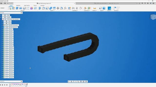 Igus R48 energy chain assembly modelled in Fusion 360 смотреть онлайн