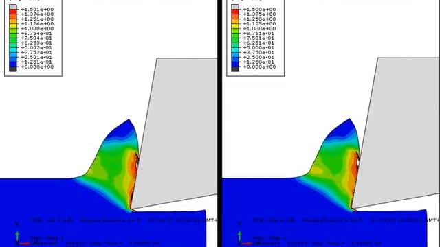 Abaqus CAE explicit coupled orthogonal cutting frictionless vs. friction PEEQ 2 смотреть онлайн