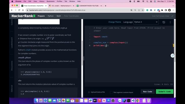 Polar Coordinates with Python | HackerRank Challenge | Problem Solving | Coding With Kien смотреть онлайн