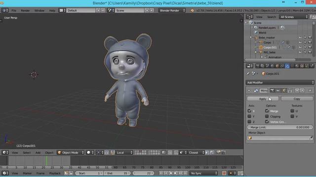 Simetria (Espelhamento / Mirror Modifier) no Blender смотреть онлайн