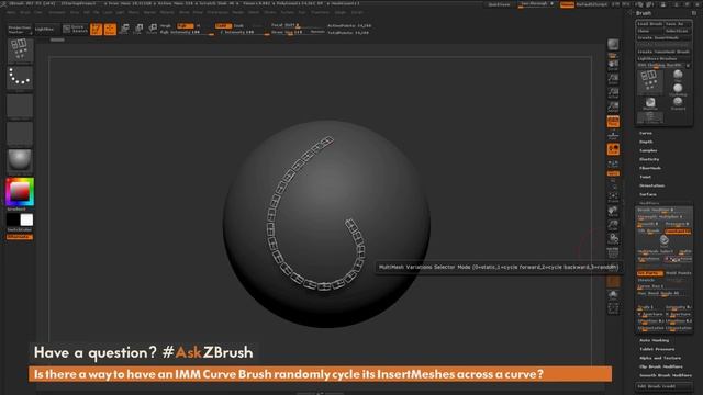 #AskZBrush - "Is there a way to have an IMM Curve Brush randomly cycle its InsertMeshes?" смотреть онлайн