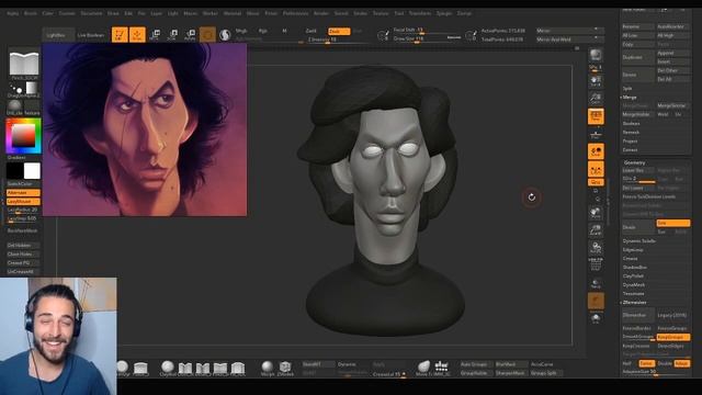 Kylo Ren sculpt in ZBrush смотреть онлайн