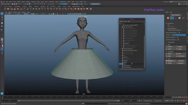 Part 14 Creating skirt using ncloth in Maya смотреть онлайн
