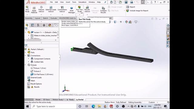 Solidworks Simulation Part 1 08 Static Analysis Large Displacement Contact смотреть онлайн