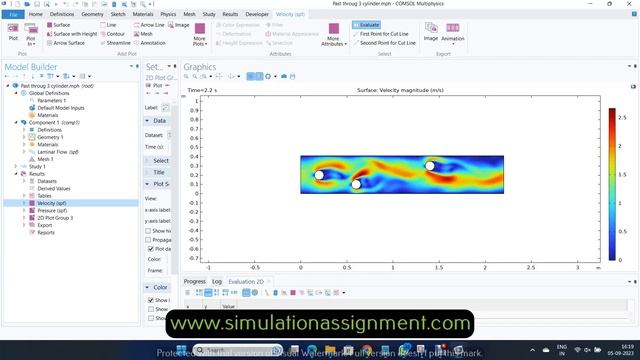 Fluid flow through cylinders COMSOL PROJECT смотреть онлайн