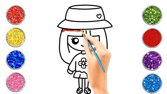 How to Draw a Cute Girl, Easy Drawings || toddler coloring videos смотреть онлайн
