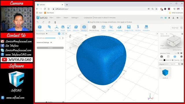 SelfCAD Tips How To Use Insert And Round Object смотреть онлайн