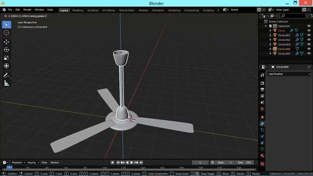 How to model and animate a ceiling fan in blender 2.8-2.82 смотреть онлайн