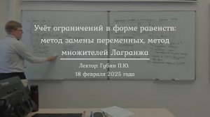 9| Учёт ограничений в форме равенств: методы замены переменной и множителей Лагранжа