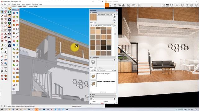 Enscape 3.2 Preview - SketchUp Kitchen Modeling Living Room Decoration смотреть онлайн