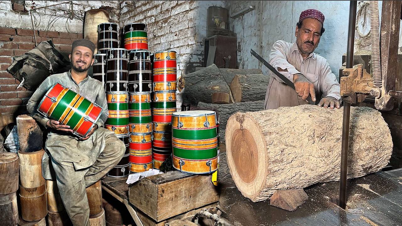 Фантастический процесс изготовления деревянного дхолака\Доле талантливыми руками. смотреть онлайн
