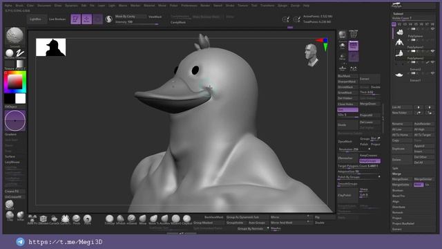 2D to 3D Stylized Duck in ZBrush (timelapse + FBX) смотреть онлайн