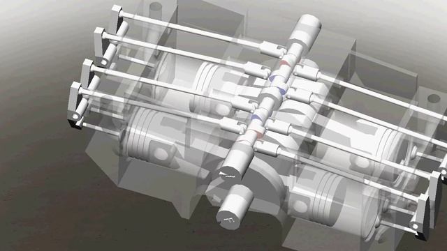 FLAT4 ENGINE ANIMATION - SOLIDWORKS смотреть онлайн