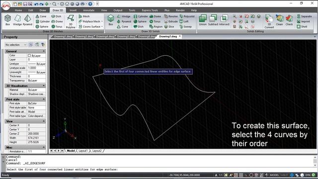 4MCAD v19 Commands English - Coons Surface смотреть онлайн