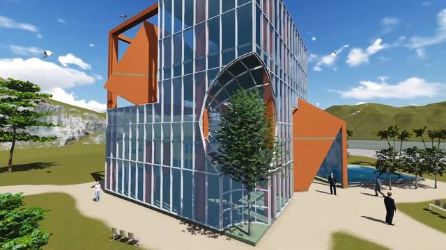 Plants Museum on seashore by Revit and lumion смотреть онлайн