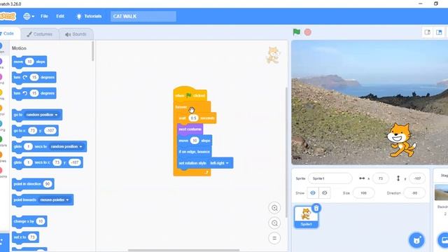 Cat walking| Animation| Scratch project with codes смотреть онлайн
