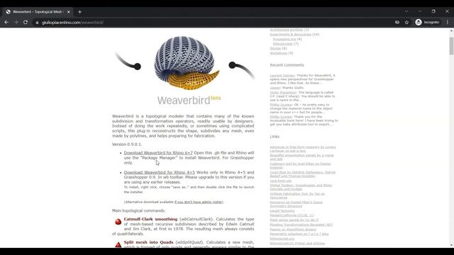 Installing Weaverbird for Grasshopper 3D смотреть онлайн
