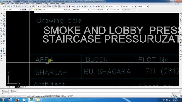 M.E.P. Drawing For SMOKE EXTRACTION layout 2D auto CAD of UAE in Building line.Sample смотреть онлайн
