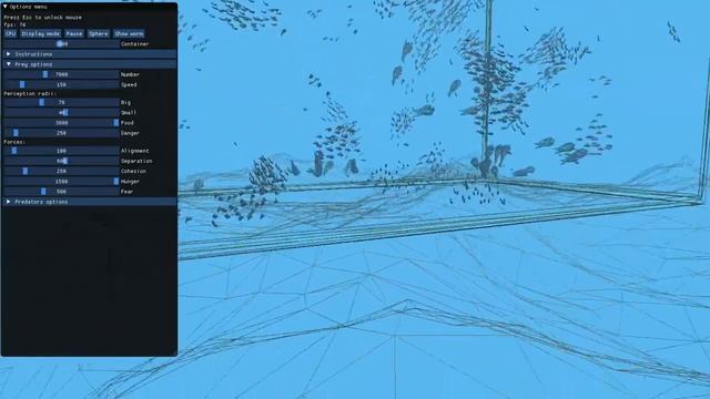 OpenGL CUDA Shoal of fish flocking simulation смотреть онлайн